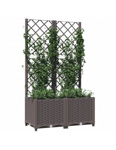 Fioriera da Giardino con Graticcio Marrone 80x40x136 cm in PP