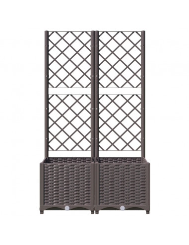 Fioriera da Giardino con Graticcio Marrone 80x40x136 cm in PP