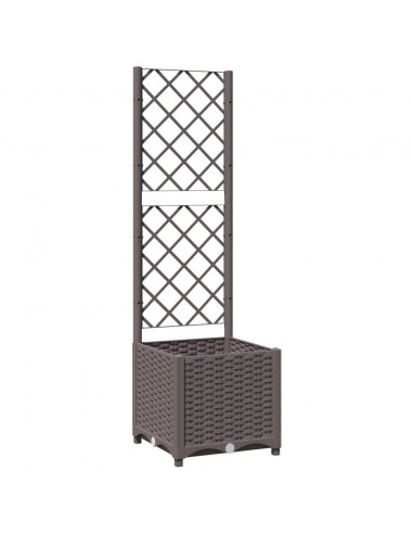 Fioriera da Giardino con Graticcio Marrone 40x40x136 cm in PP