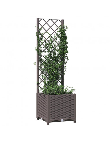 Fioriera da Giardino con Graticcio Marrone 40x40x136 cm in PP