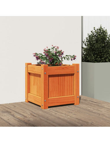 Fioriera Giardino Marrone Cera 31x31x31 cm Legno Massello Pino