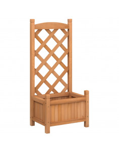 Fioriera con Traliccio Marrone in Legno Massello di Abete 2