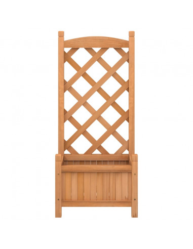 Fioriera con Traliccio Marrone in Legno Massello di Abete