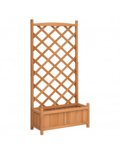 Fioriera con Traliccio Marrone in Legno Massello di Abete 2