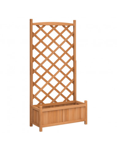Fioriera con Traliccio Marrone in Legno Massello di Abete