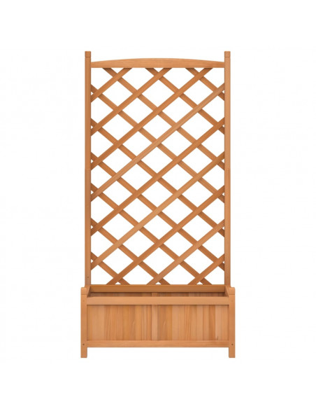 Fioriera con Traliccio Marrone in Legno Massello di Abete