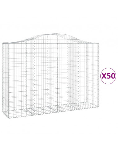 Cesti Gabbioni ad Arco 50 pz 200x50x140/160 cm Ferro Zincato