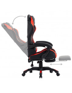 Sedia da Gaming con Poggiapiedi Rossa e Nera in Similpelle