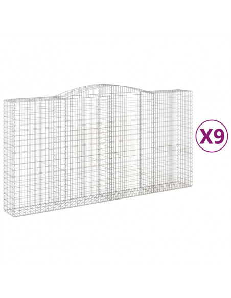 Cesti Gabbioni ad Arco 9 pz 400x50x200/220 cm Ferro Zincato