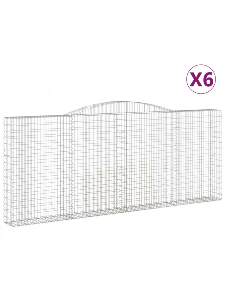 Cesti Gabbioni ad Arco 6 pz 400x30x160/180 cm Ferro Zincato