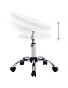 Sedia da Lavoro con Ruote Bianca in Similpelle