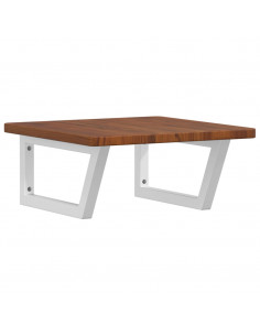 Ripiano a Parete per Lavabo in Acciaio e Massello di Rovere 2