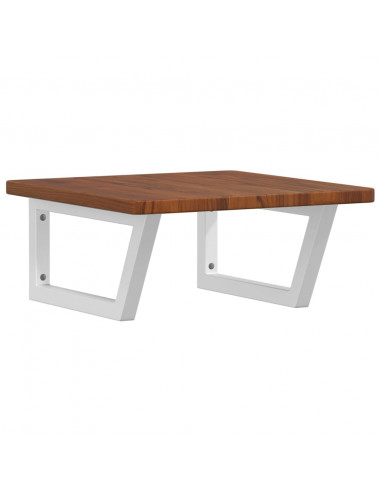 Ripiano a Parete per Lavabo in Acciaio e Massello di Rovere