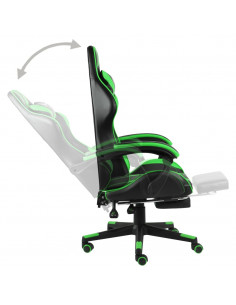 Sedia da Gaming con Poggiapiedi Nero e Verde in Similpelle
