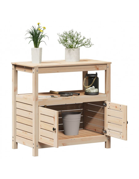 Tavolo Invaso con Ripiani 82,5x45x81 cm Legno Massello di Pino