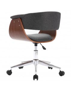 Sedia da Ufficio Girevole Grigia in Legno Piegato e Tessuto