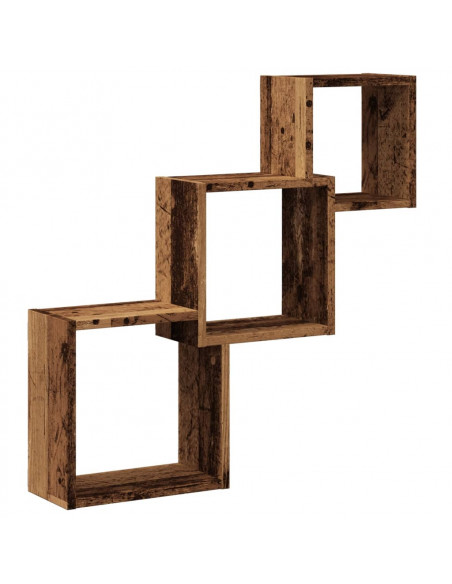 Mensole Cubo Parete Legno Antico 68x15x68 cm Legno Multistrato