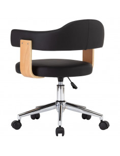 Sedia da Ufficio Girevole Nera in Legno Piegato e Similpelle