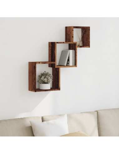 Mensole Cubo Parete Legno Antico 68x15x68 cm Legno Multistrato