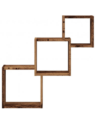 Mensole Cubo Parete Legno Antico 68x15x68 cm Legno Multistrato