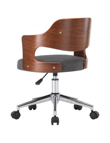 Sedia da Ufficio Girevole Grigia in Legno Piegato e Similpelle