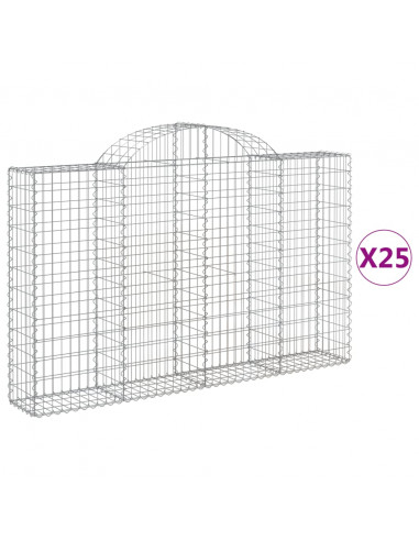 Cesti Gabbioni ad Arco 25 pz 200x30x120/140 cm Ferro Zincato