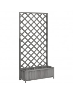 Fioriera con Traliccio Grigia in Legno Massello di Abete 2