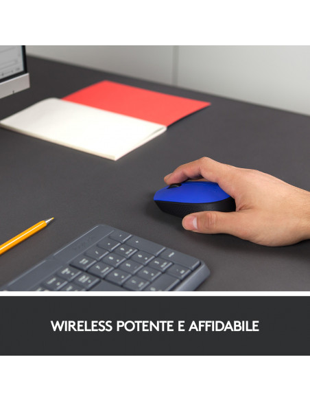 Logitech M171 Blue-K mouse Ufficio Ambidestro RF Wireless Ottico 1000 DPI