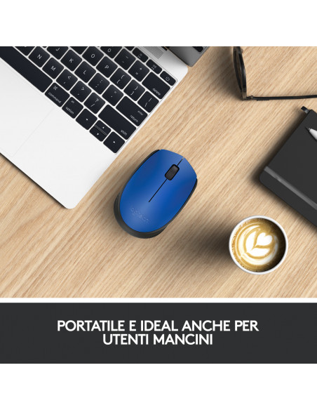 Logitech M171 Blue-K mouse Ufficio Ambidestro RF Wireless Ottico 1000 DPI