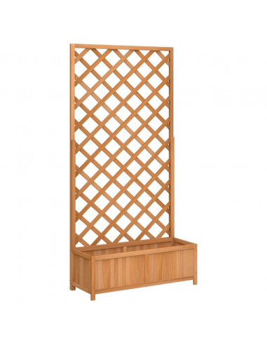 Fioriera con Traliccio Marrone in Legno Massello di Abete