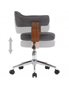 Sedia da Ufficio Girevole Grigia in Legno Piegato e Tessuto