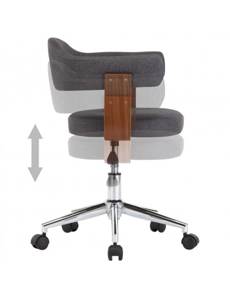 Sedia da Ufficio Girevole Grigia in Legno Piegato e Tessuto