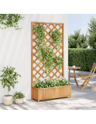 Fioriera con Traliccio Marrone in Legno Massello di Abete