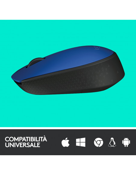 Logitech M171 Blue-K mouse Ufficio Ambidestro RF Wireless Ottico 1000 DPI