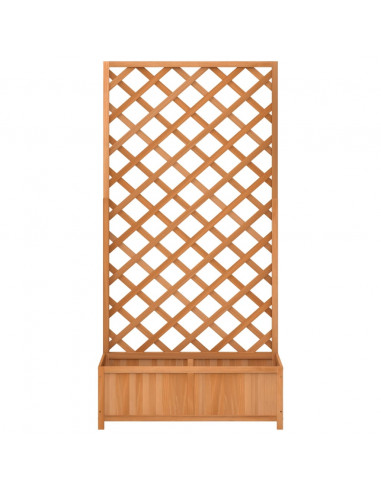 Fioriera con Traliccio Marrone in Legno Massello di Abete