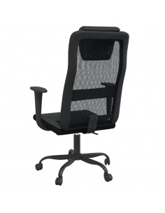 Sedia da Ufficio Altezza Regolabile Nera in Rete e Similpelle