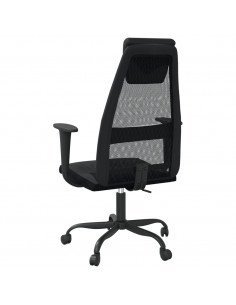 Sedia da Ufficio Altezza Regolabile Nera in Rete e Similpelle