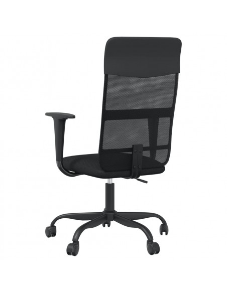 Sedia da Ufficio Altezza Regolabile Nera in Rete e Similpelle
