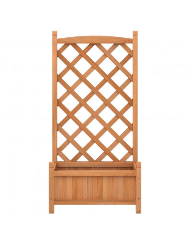 Fioriera con Traliccio Marrone in Legno Massello di Abete