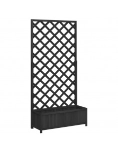 Fioriera con Traliccio Nera in Legno Massello di Abete 2