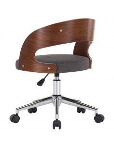 Sedia da Ufficio Girevole Grigia in Legno Piegato e Similpelle