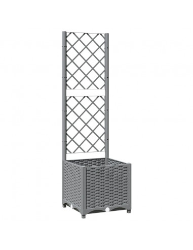Fioriera da Giardino con Graticcio Grigio Chiaro 40x40x136cm PP