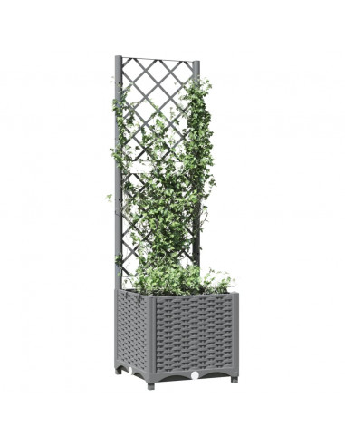 Fioriera da Giardino con Graticcio Grigio Chiaro 40x40x136cm PP
