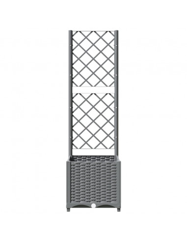 Fioriera da Giardino con Graticcio Grigio Chiaro 40x40x136cm PP