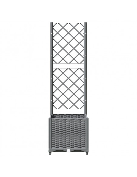 Fioriera da Giardino con Graticcio Grigio Chiaro 40x40x136cm PP