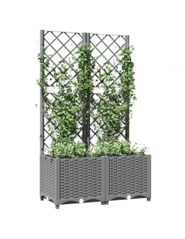 Fioriera da Giardino con Graticcio Grigio Chiaro 80x40x136cm PP