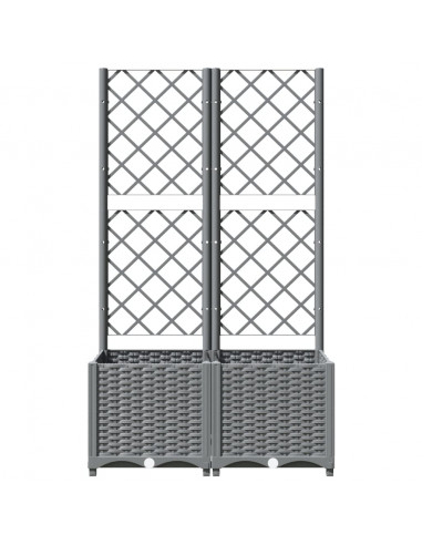 Fioriera da Giardino con Graticcio Grigio Chiaro 80x40x136cm PP