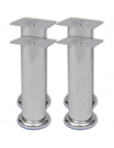 Set 4 gambe rotonde per sofa cromate 180 mm