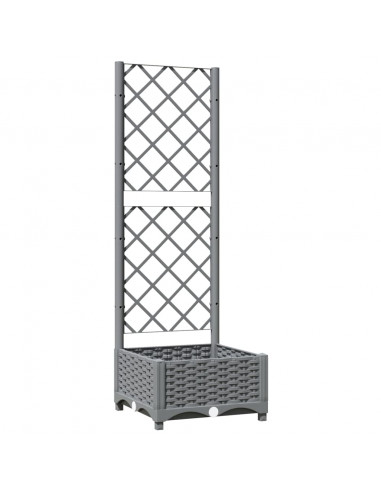 Fioriera da Giardino e Graticcio Grigio Chiaro 40x40x121,5cm PP