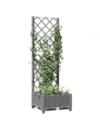 Fioriera da Giardino e Graticcio Grigio Chiaro 40x40x121,5cm PP